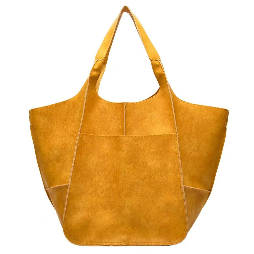 Damen Kunstleder Strukturierte Oversize-Tasche mit Magnetverschluss (17)