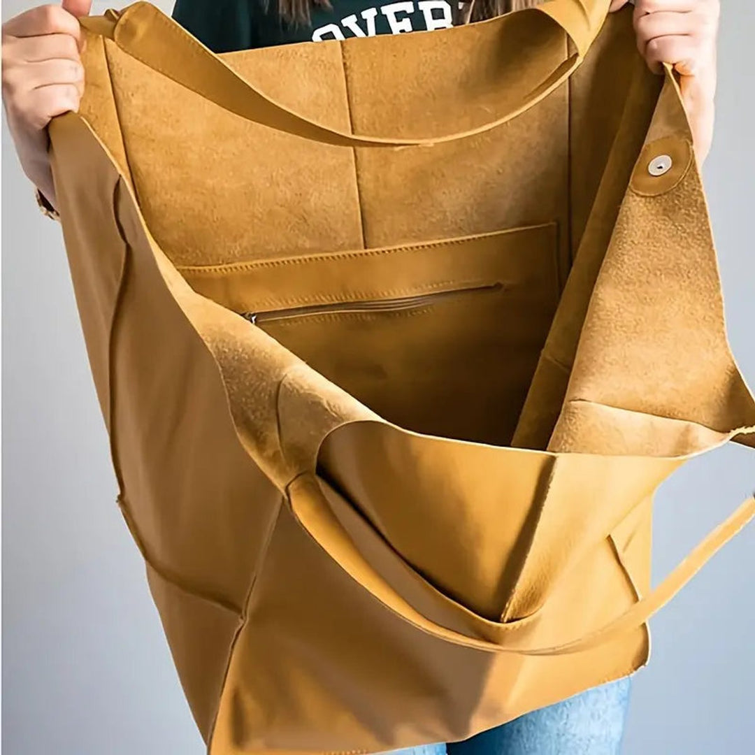 Damen Kunstleder Strukturierte Oversize-Tasche mit Magnetverschluss (4)