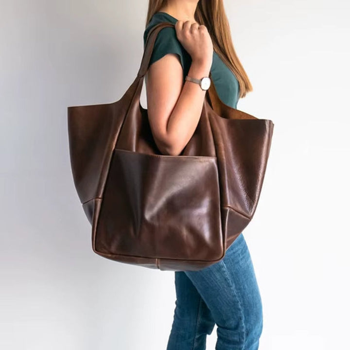 Damen Kunstleder Strukturierte Oversize-Tasche mit Magnetverschluss (5)