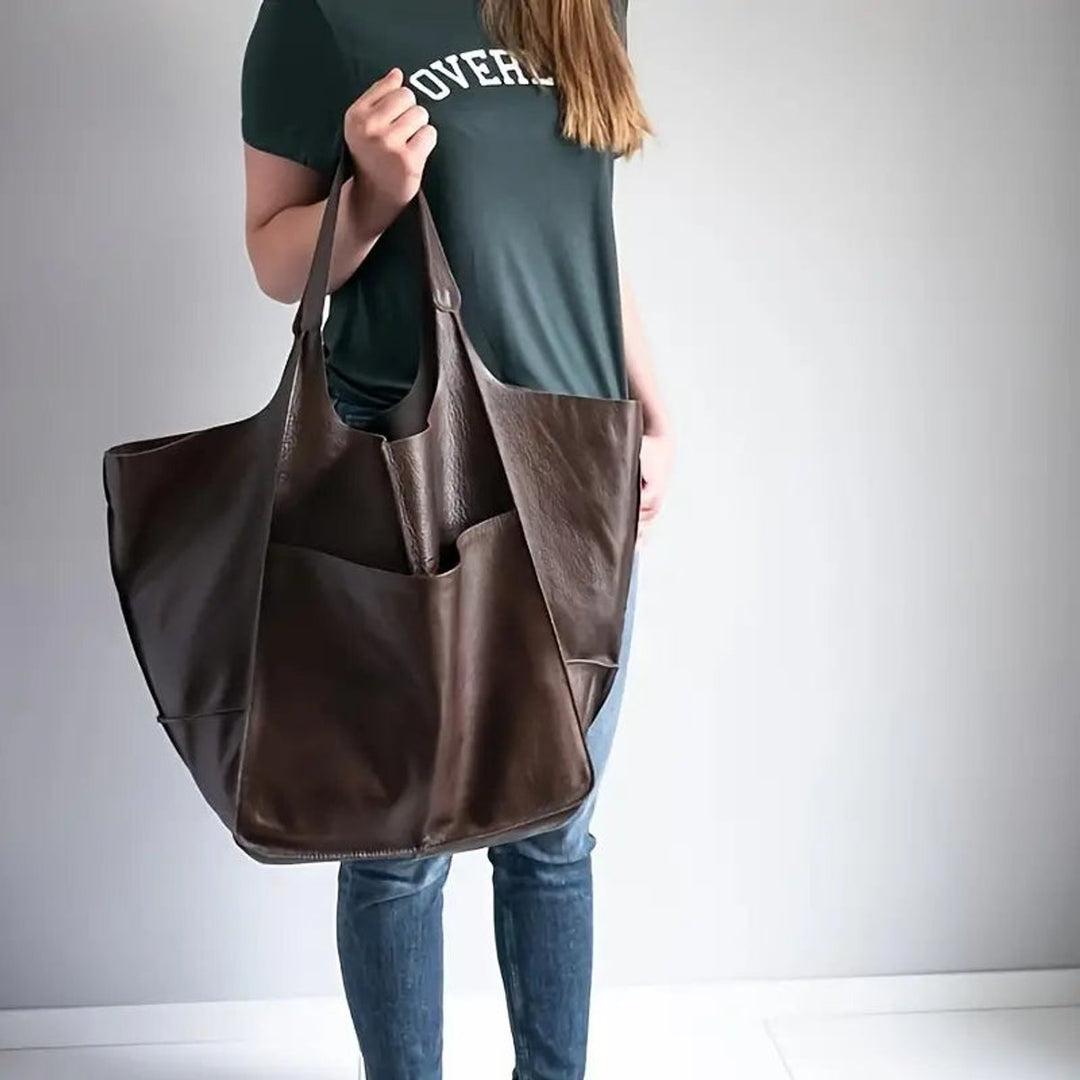 Damen Kunstleder Strukturierte Oversize-Tasche mit Magnetverschluss (6)