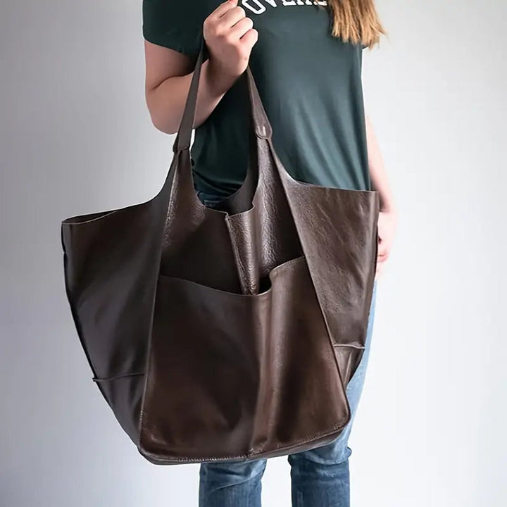 Damen Kunstleder Strukturierte Oversize-Tasche mit Magnetverschluss (7)