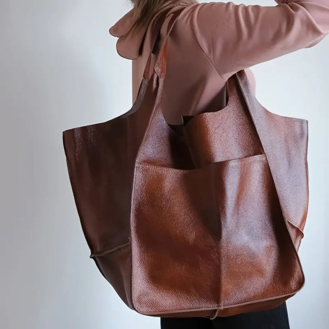 Damen Kunstleder Strukturierte Oversize-Tasche mit Magnetverschluss (8)