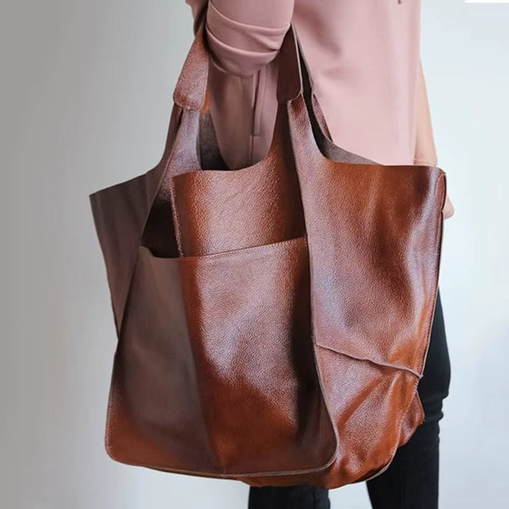 Damen Kunstleder Strukturierte Oversize-Tasche mit Magnetverschluss (9)