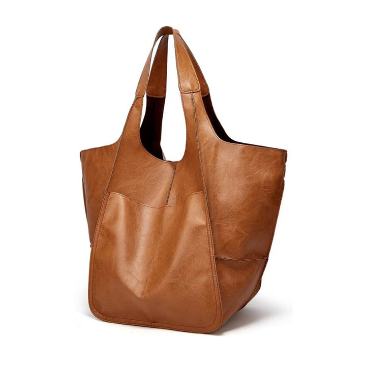 Damen Kunstleder Strukturierte Oversize-Tasche mit Magnetverschluss in Chestnut