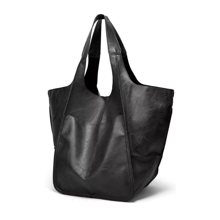 Damen Kunstleder Strukturierte Oversize-Tasche mit Magnetverschluss in Obsidian