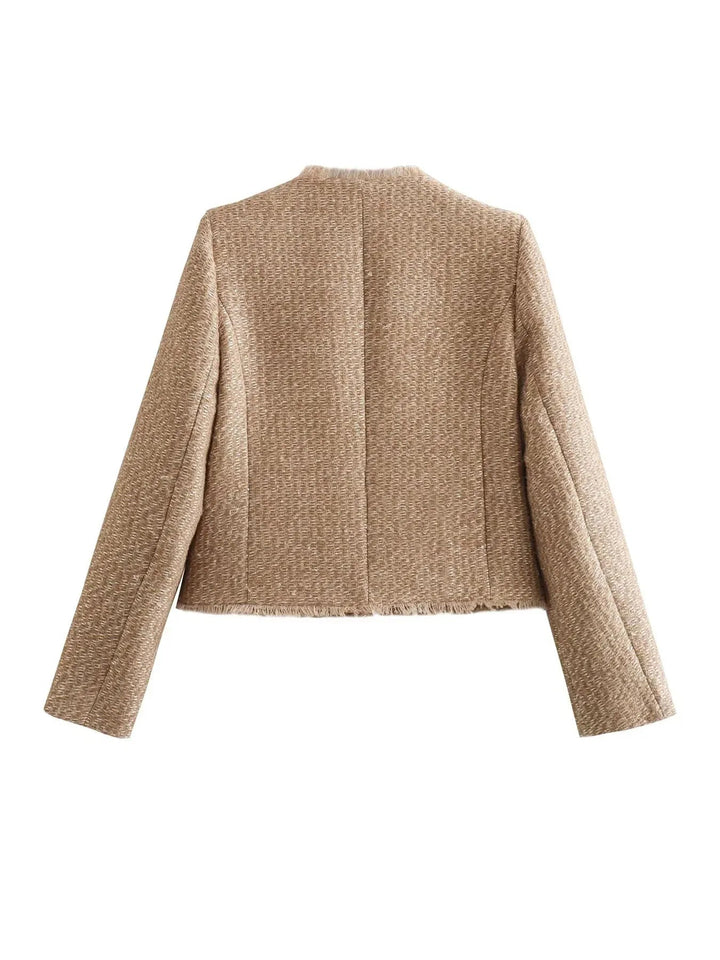 Damen Kurze Jacke aus Tweed für Herbst (4)