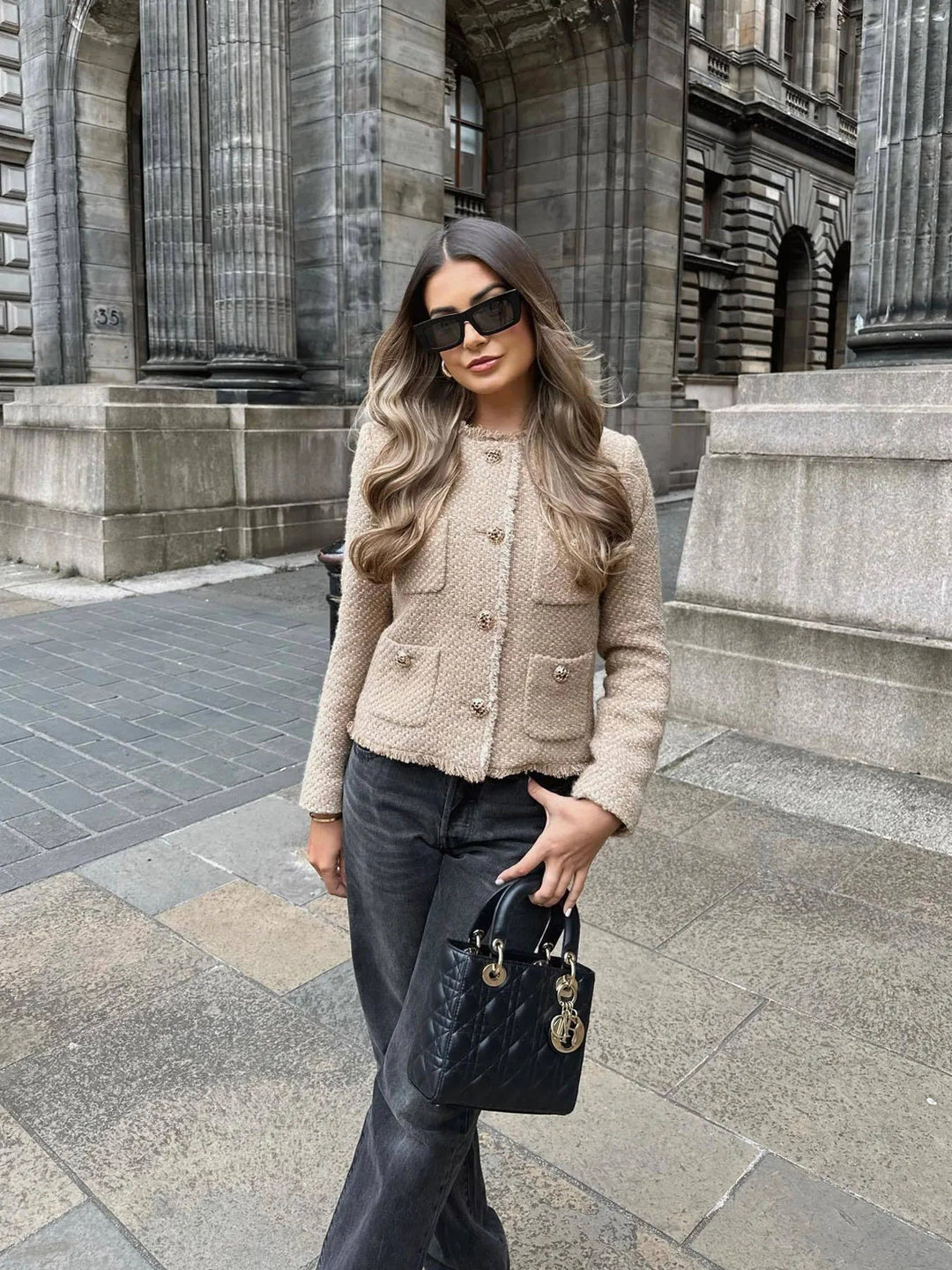 Damen Kurze Jacke aus Tweed für Herbst (6)