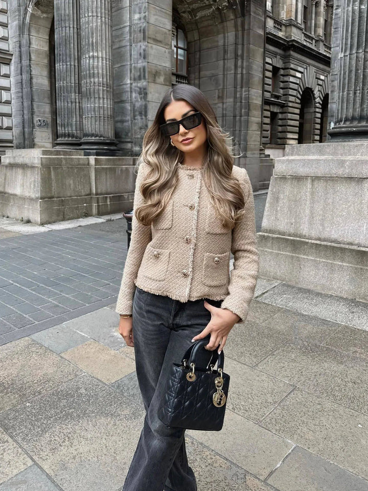 Damen Kurze Jacke aus Tweed für Herbst (6)