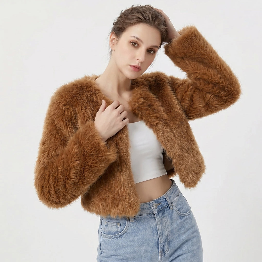 Damen Kurze Jacke für elegante Herbstlooks in Dark Curry