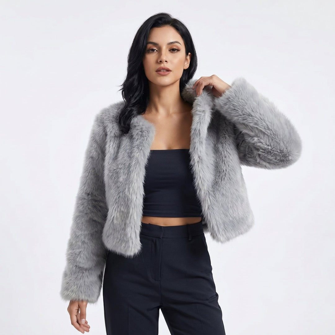Damen Kurze Jacke für elegante Herbstlooks in Grau