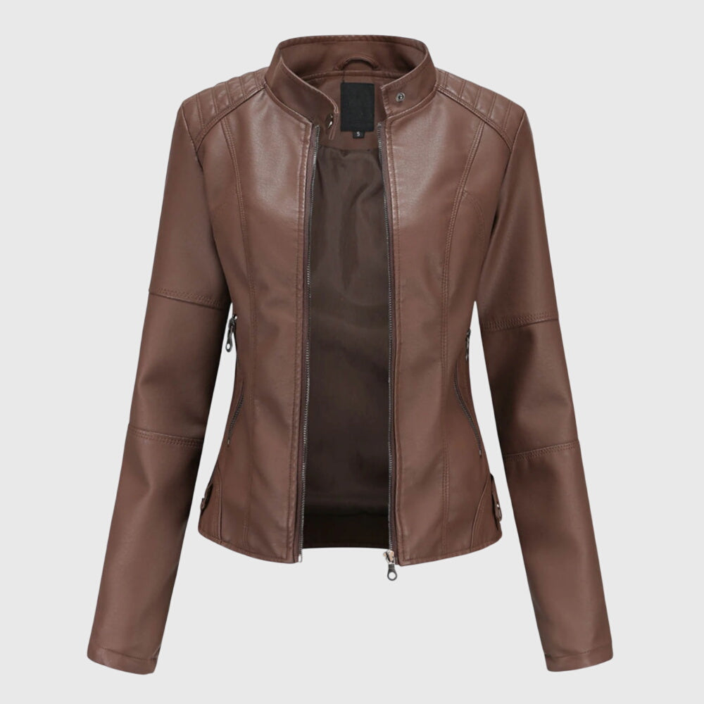 Damen Kurze Jacke für Herbst in Dunkelbraun