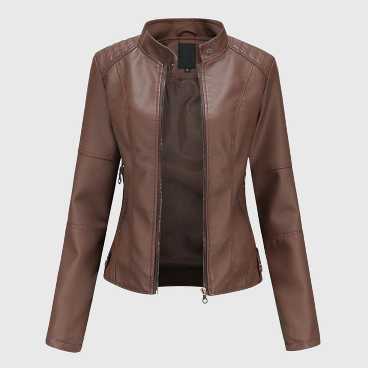 Damen Kurze Jacke für Herbst in Dunkelbraun