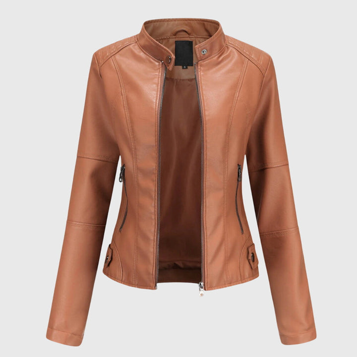 Damen Kurze Jacke für Herbst in Hellbraun