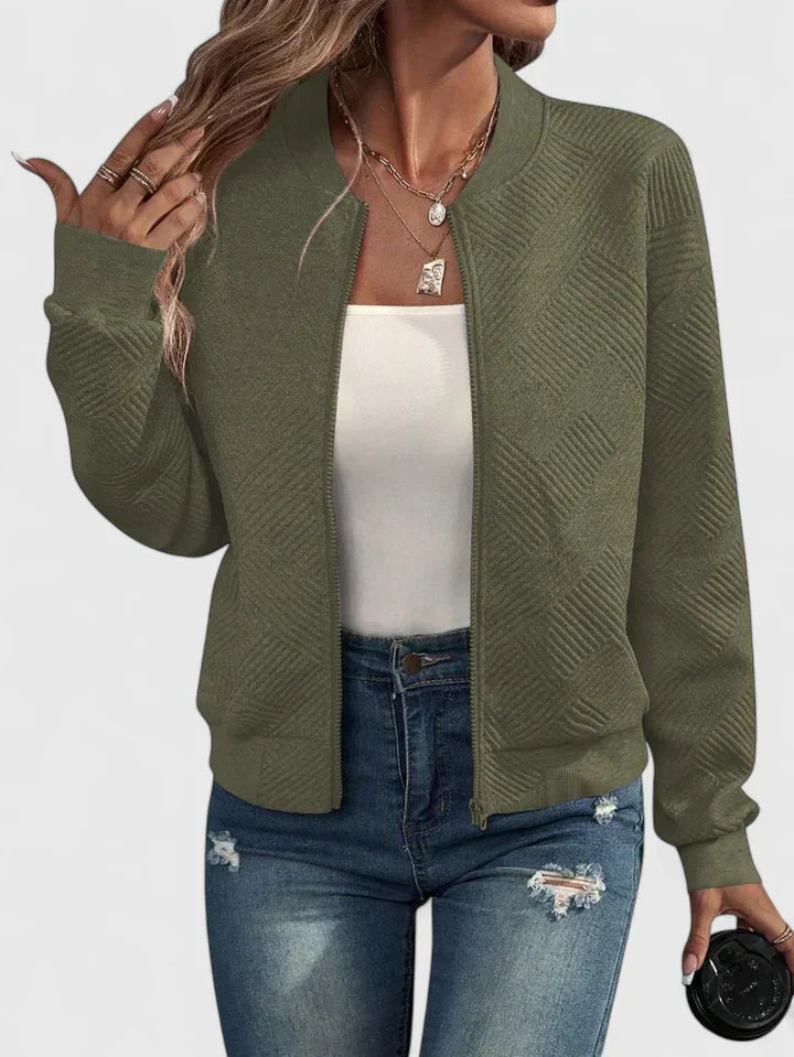 Damen Kurze Jacke im Bomber-Stil für Herbst in Army Green