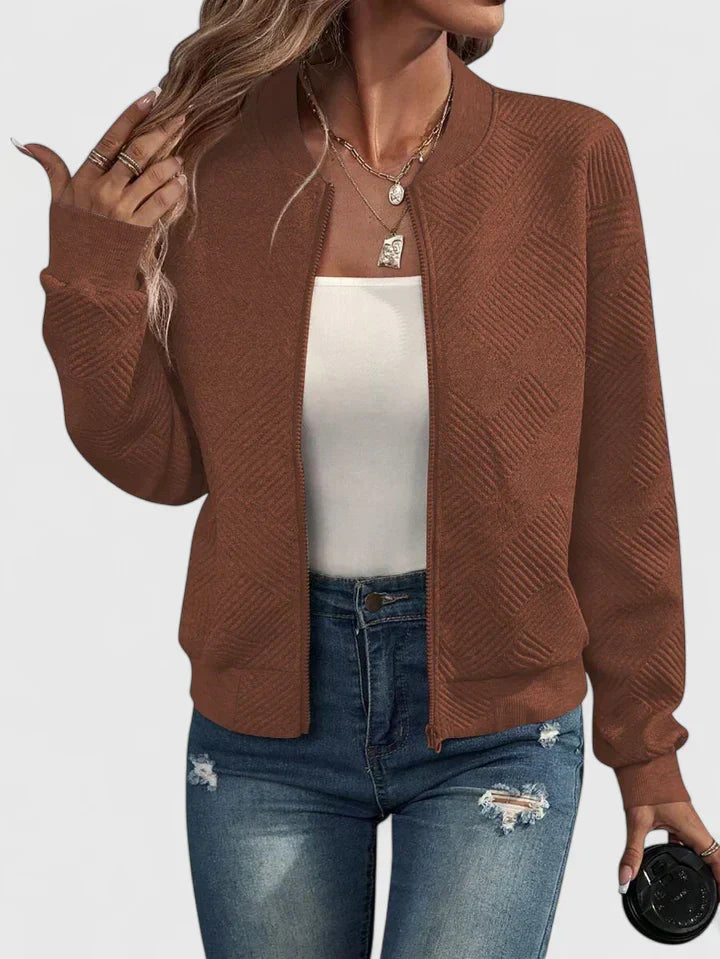Damen Kurze Jacke im Bomber-Stil für Herbst in Caramel Brown