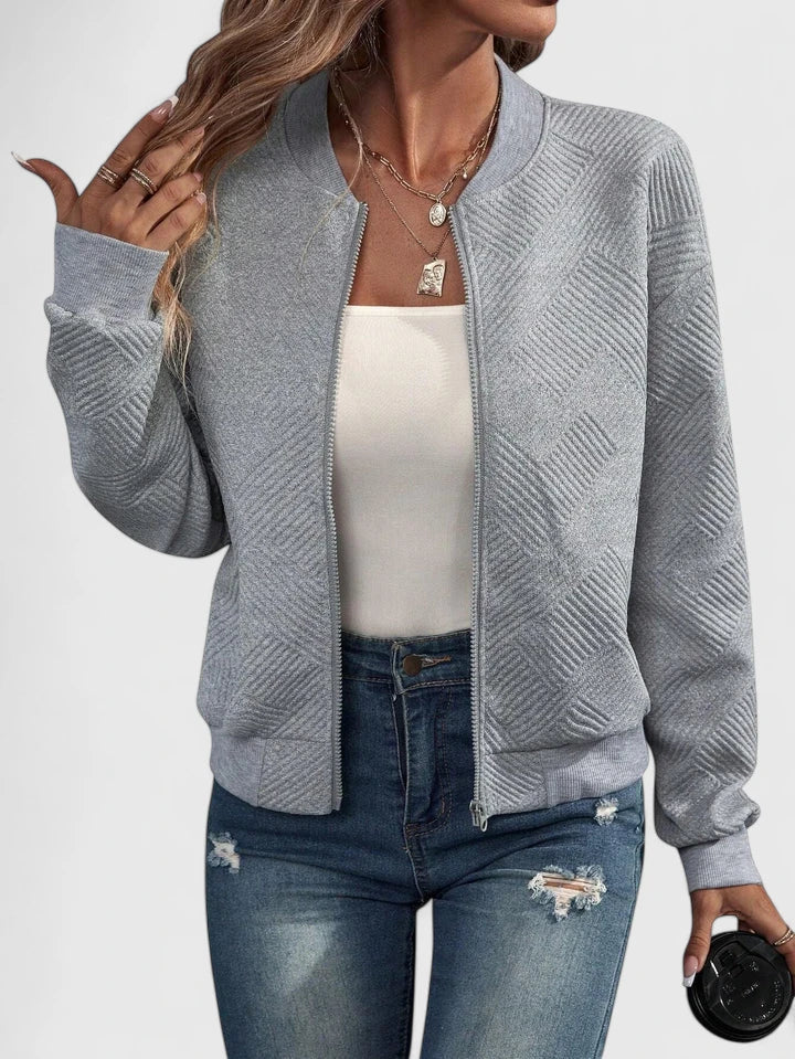 Damen Kurze Jacke im Bomber-Stil für Herbst in Grau