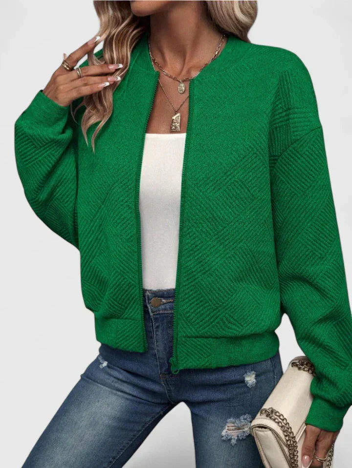 Damen Kurze Jacke im Bomber-Stil für Herbst in Grün