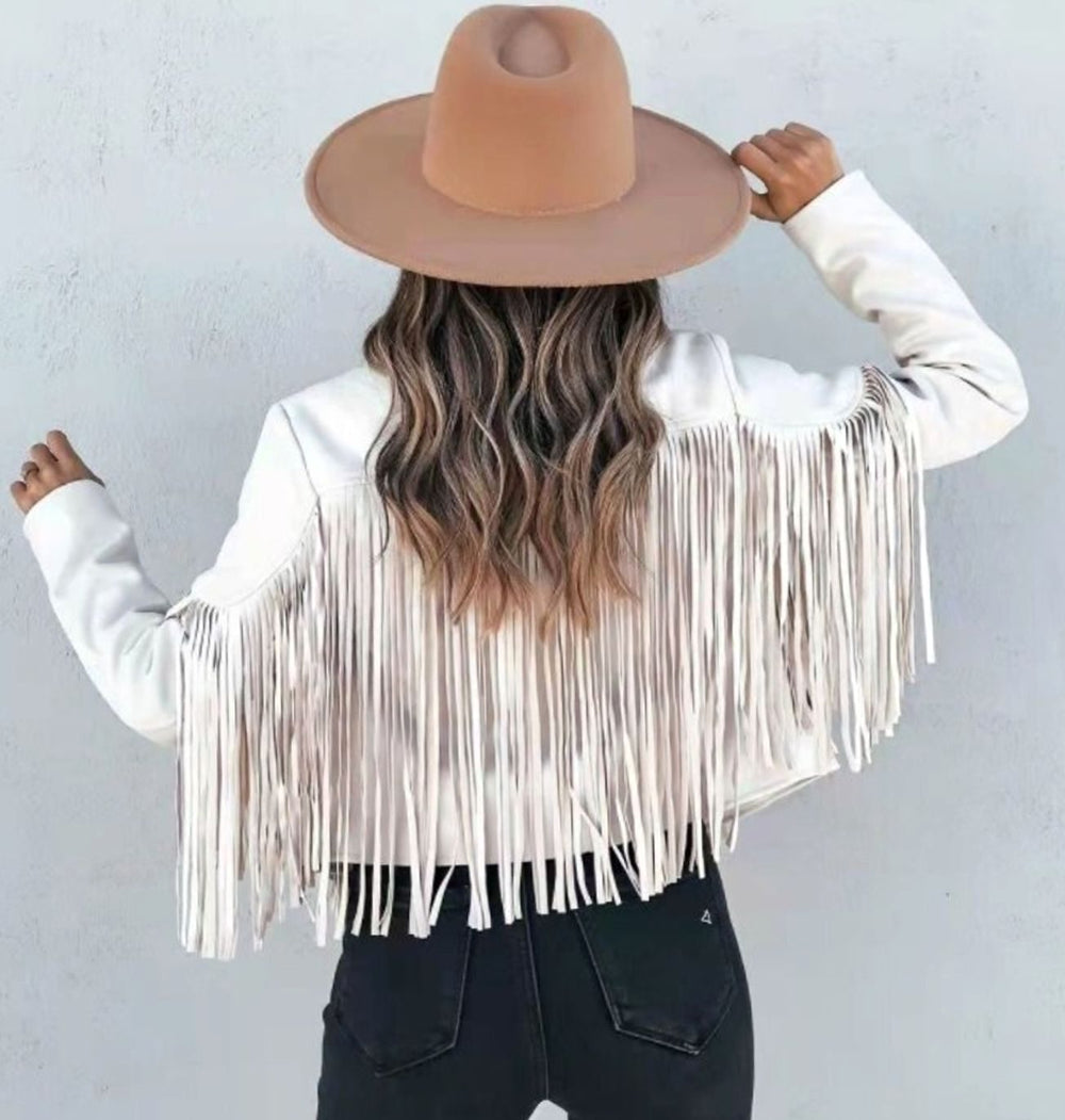 Damen Kurze Jacke im Moto-Stil in Weiß
