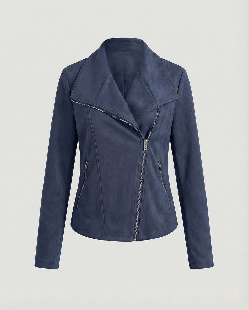 Damen Kurze Jacke im Wildleder-Biker-Stil (10)