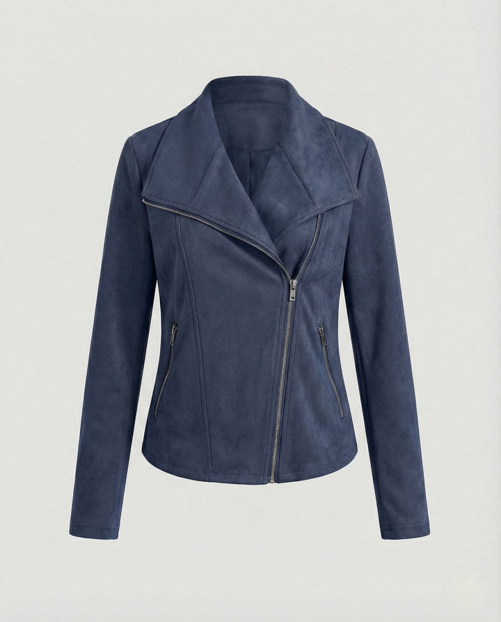 Damen Kurze Jacke im Wildleder-Biker-Stil (10)