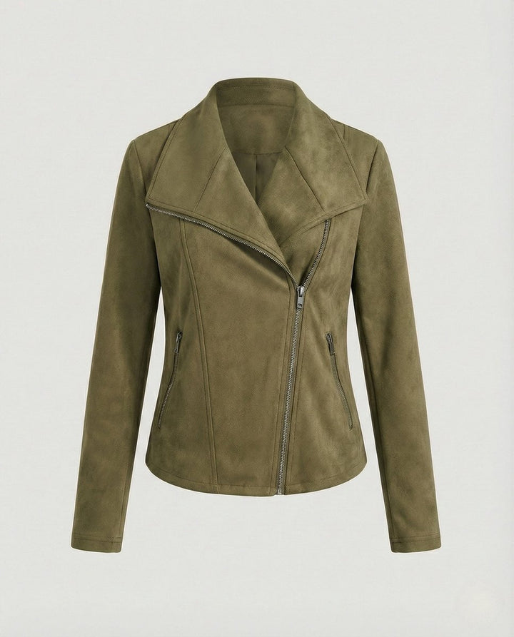 Damen Kurze Jacke im Wildleder-Biker-Stil (11)