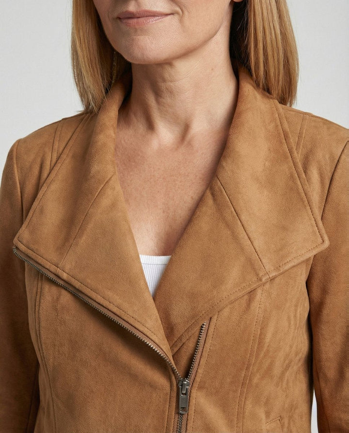 Damen Kurze Jacke im Wildleder-Biker-Stil (3)