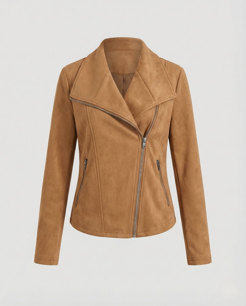 Damen Kurze Jacke im Wildleder-Biker-Stil (5)