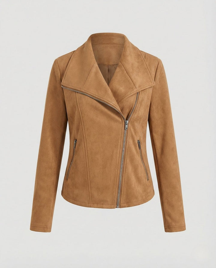 Damen Kurze Jacke im Wildleder-Biker-Stil (5)