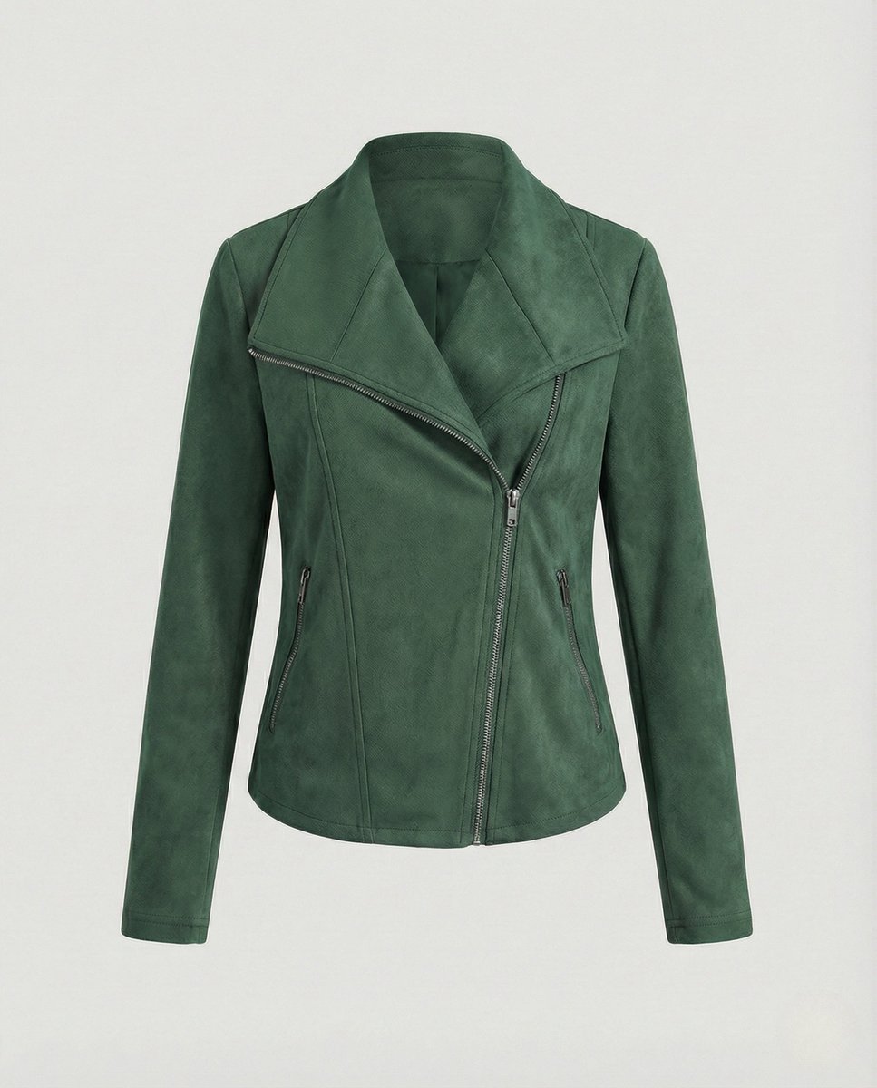 Damen Kurze Jacke im Wildleder-Biker-Stil (7)