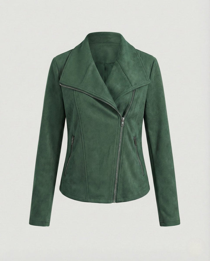 Damen Kurze Jacke im Wildleder-Biker-Stil (7)