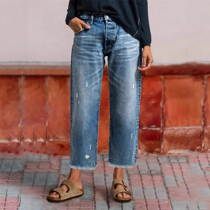 Damen Kurze Jeans im Retro-Stil in Klassisches Blau