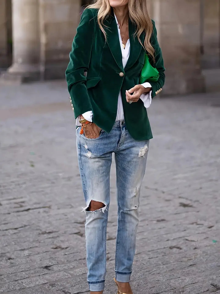 Damen Kurze Samt-Jacke klassisch und vielseitig (13)