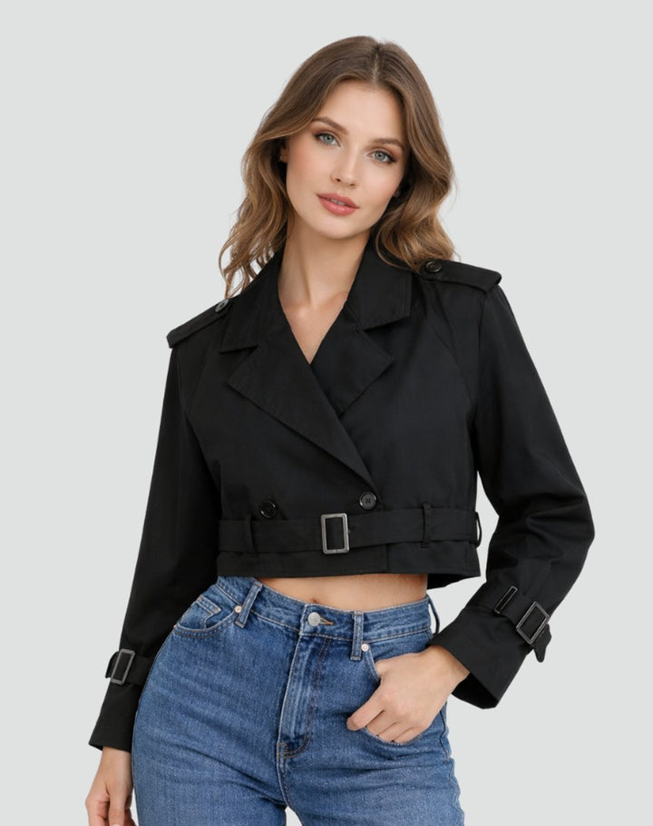 Damen Kurze Trench-Jacke für den Herbst (10)