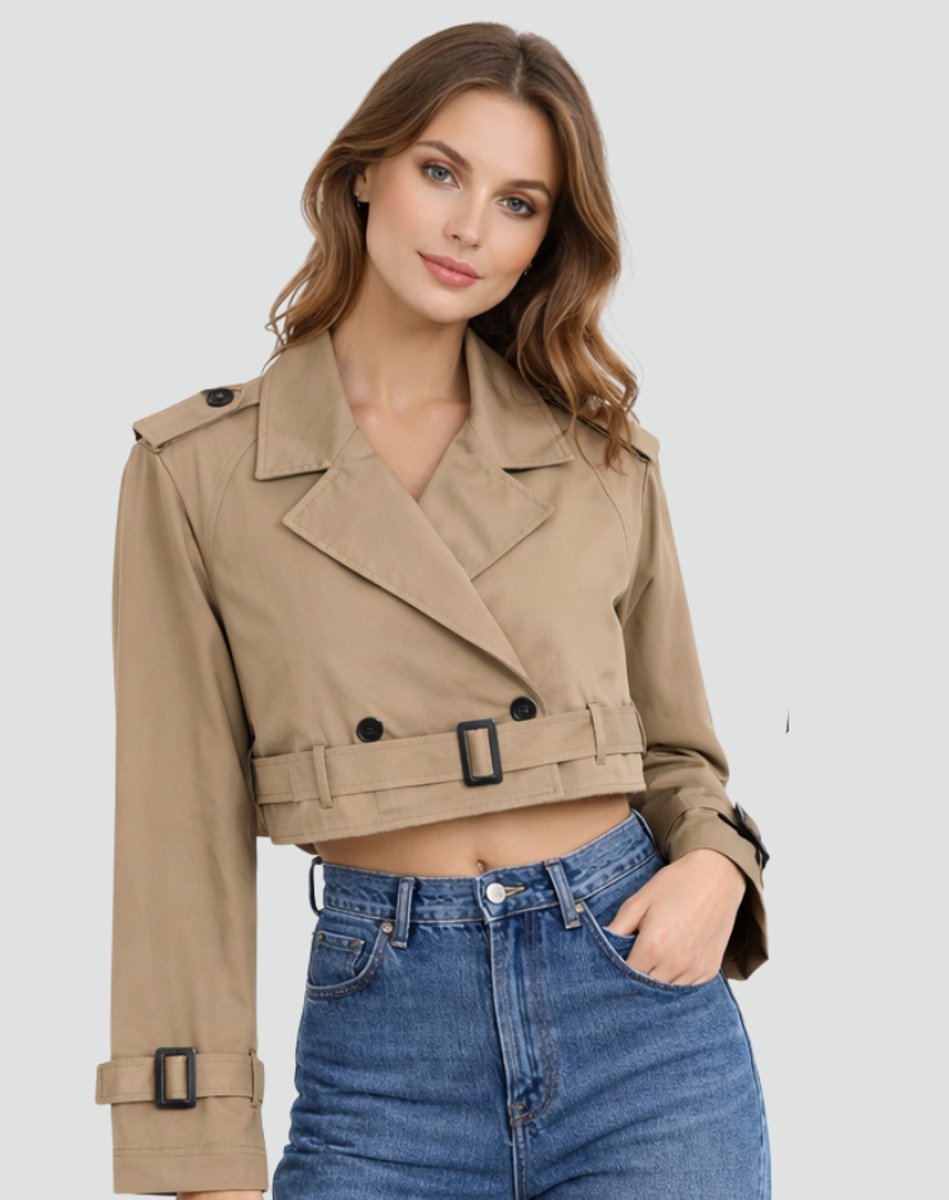 Damen Kurze Trench-Jacke für den Herbst (6)