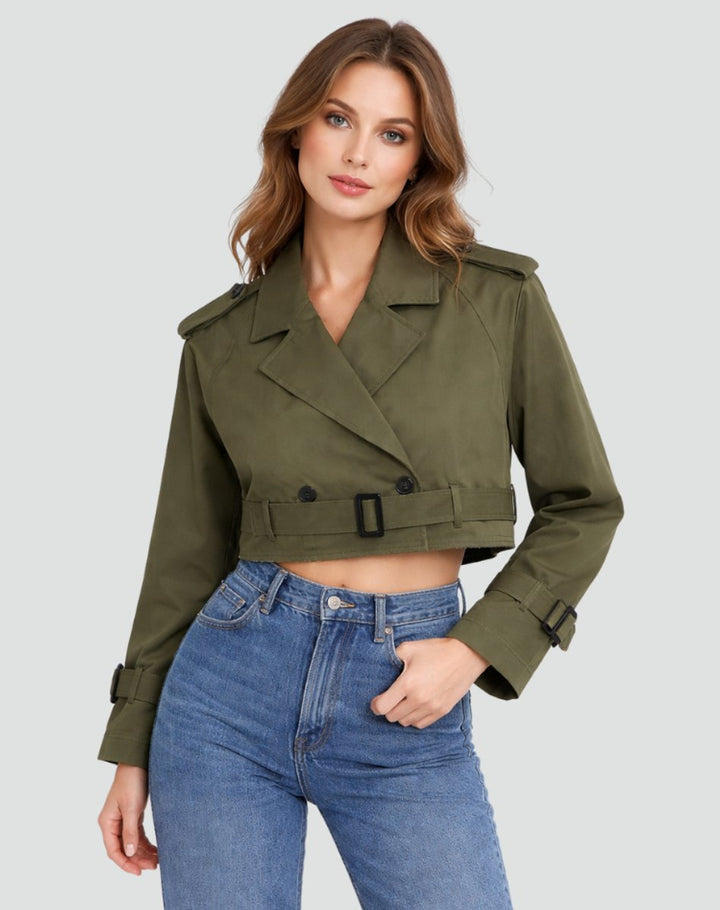 Damen Kurze Trench-Jacke für den Herbst (7)