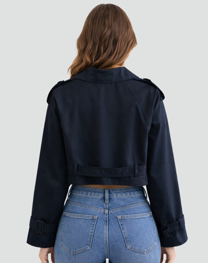 Damen Kurze Trench-Jacke für den Herbst (8)