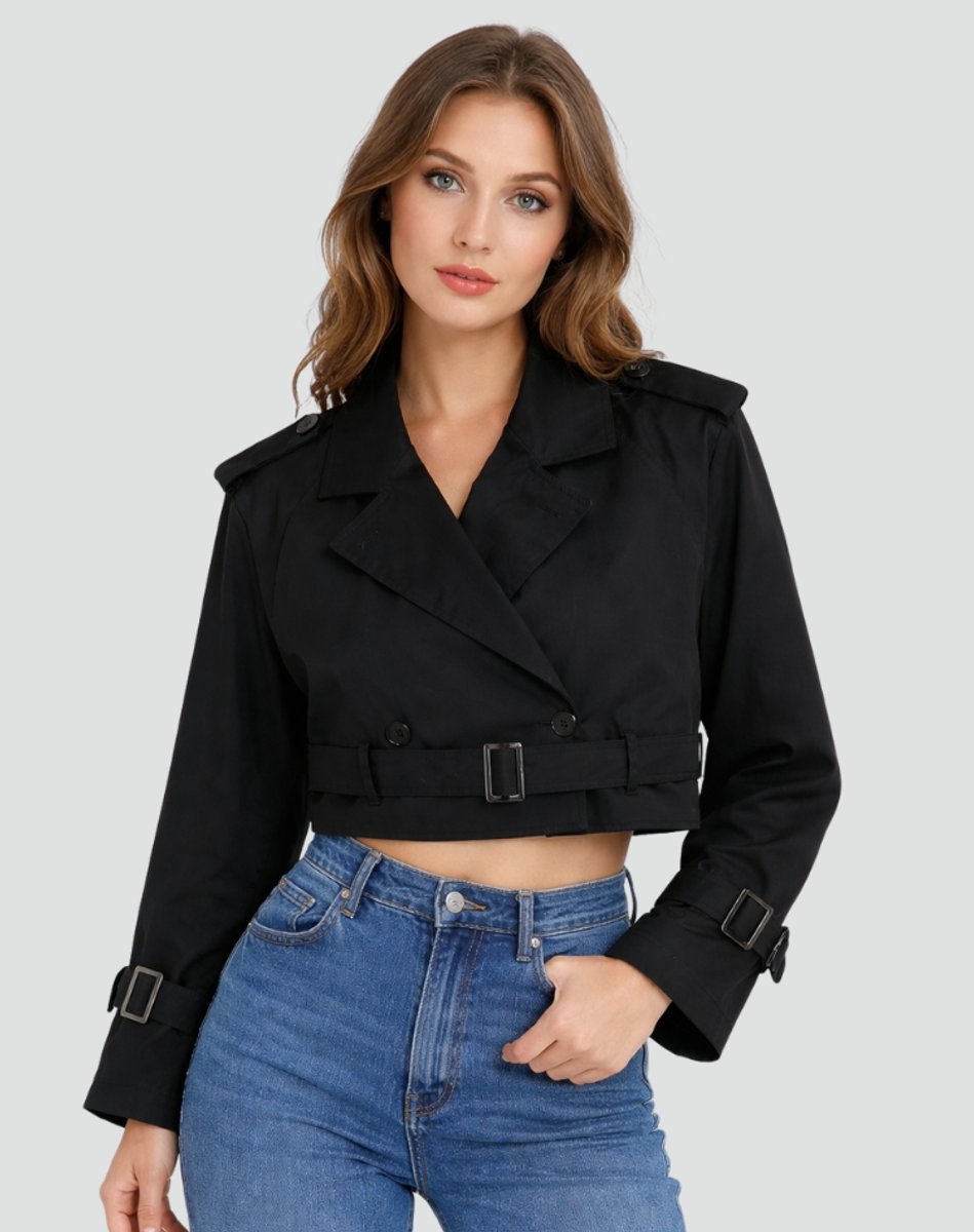 Damen Kurze Trench-Jacke für den Herbst (9)