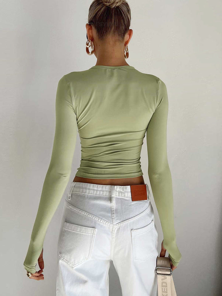 Damen Langarm Crop Top für Sommer (3)