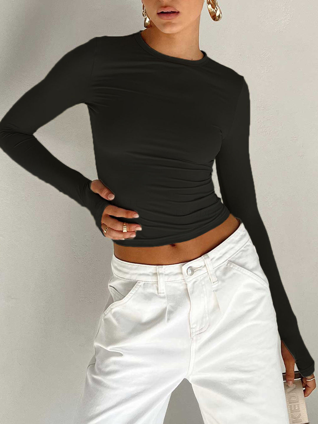 Damen Langarm Crop Top für Sommer (5)
