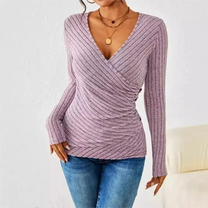 Damen Langarm Wickel-Top (3)