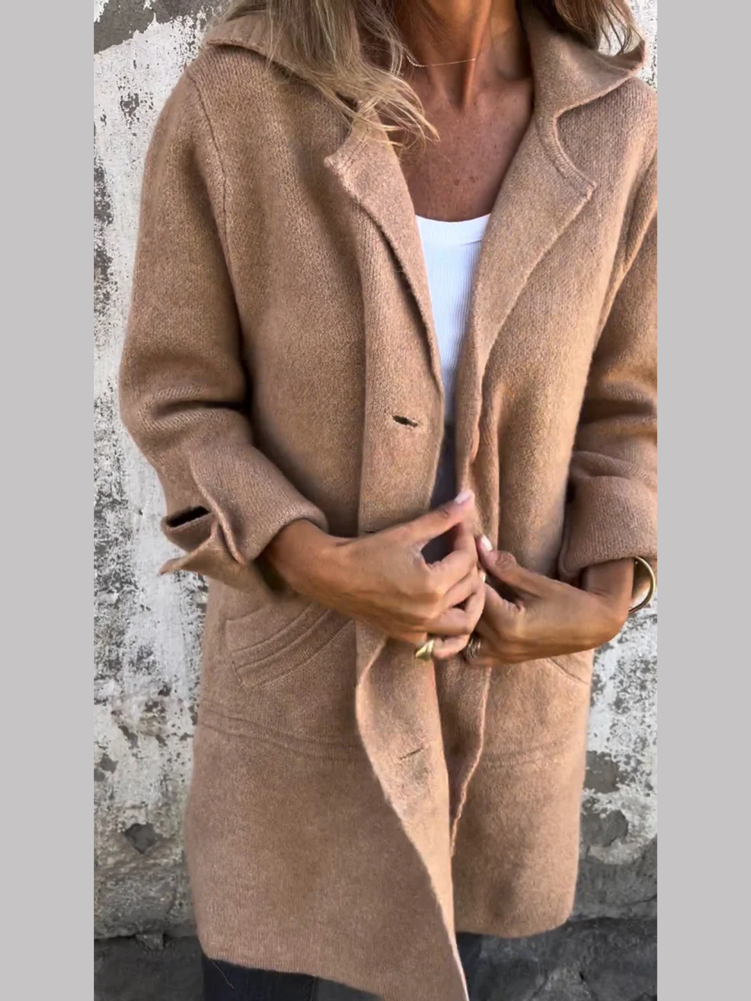 Damen Lange Legere Strickjacke für Alltag in Braun