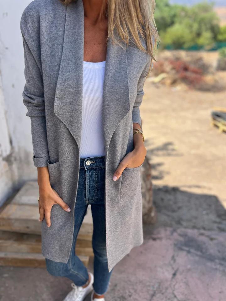 Damen lange Strickjacke im lässigen Stil (2)