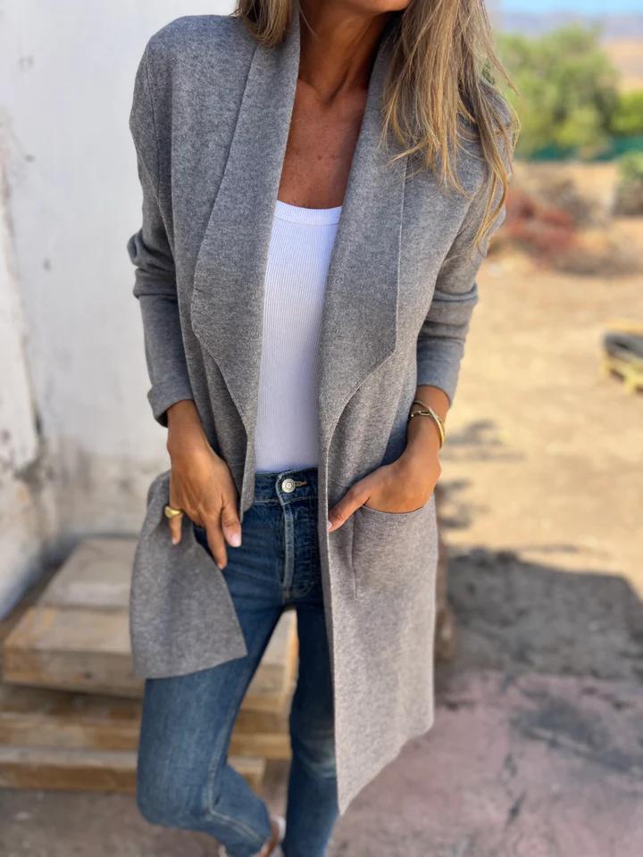 Damen lange Strickjacke im lässigen Stil (3)