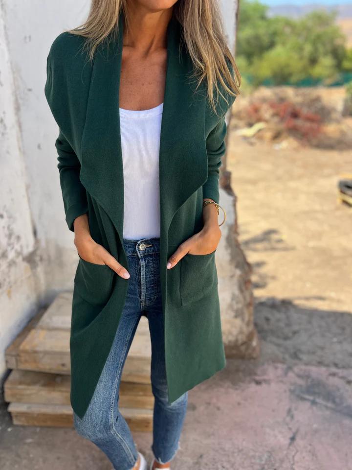 Damen lange Strickjacke im lässigen Stil (7)