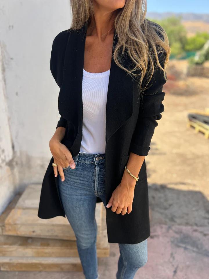 Damen lange Strickjacke im lässigen Stil (9)