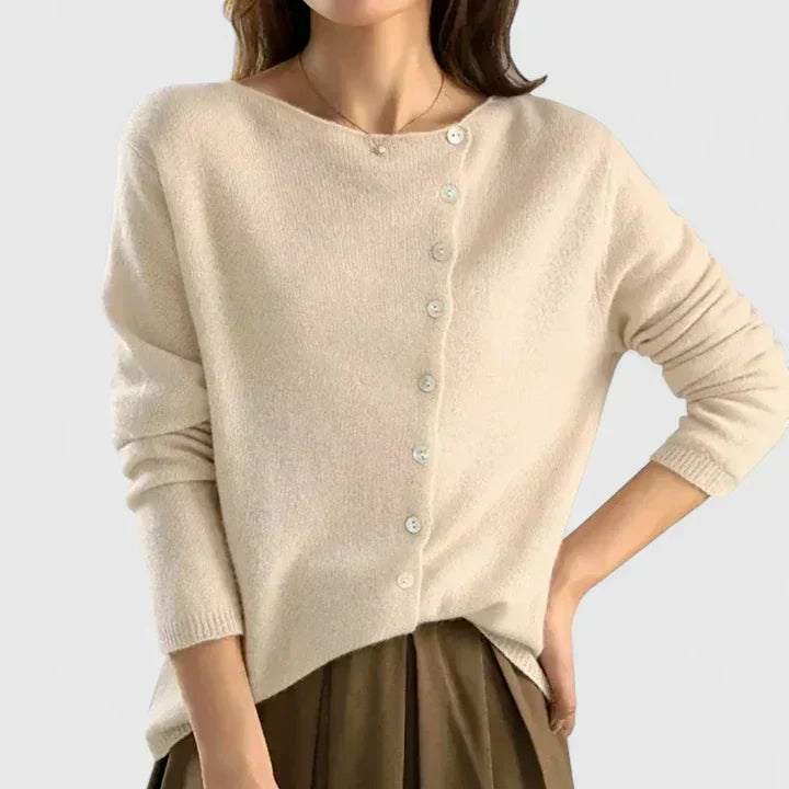 Damen lange Strickjacke mit Knopfleiste zum Schichten in Beige