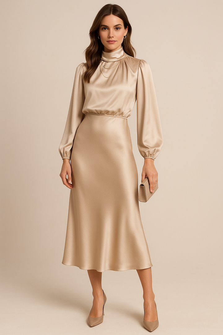 Damen langes Abendkleid aus Baumwollmischung