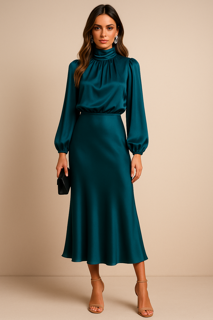 Damen langes Abendkleid aus Baumwollmischung (6)