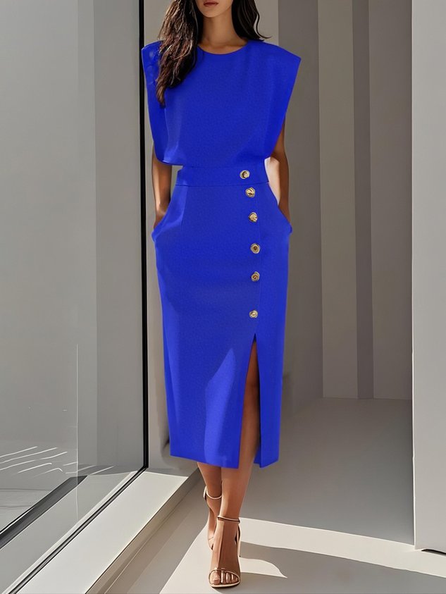 Damen langes Abendkleid für Hochzeiten in Blau