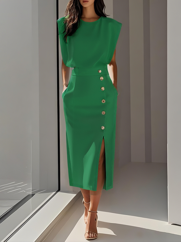 Damen langes Abendkleid für Hochzeiten in Grün